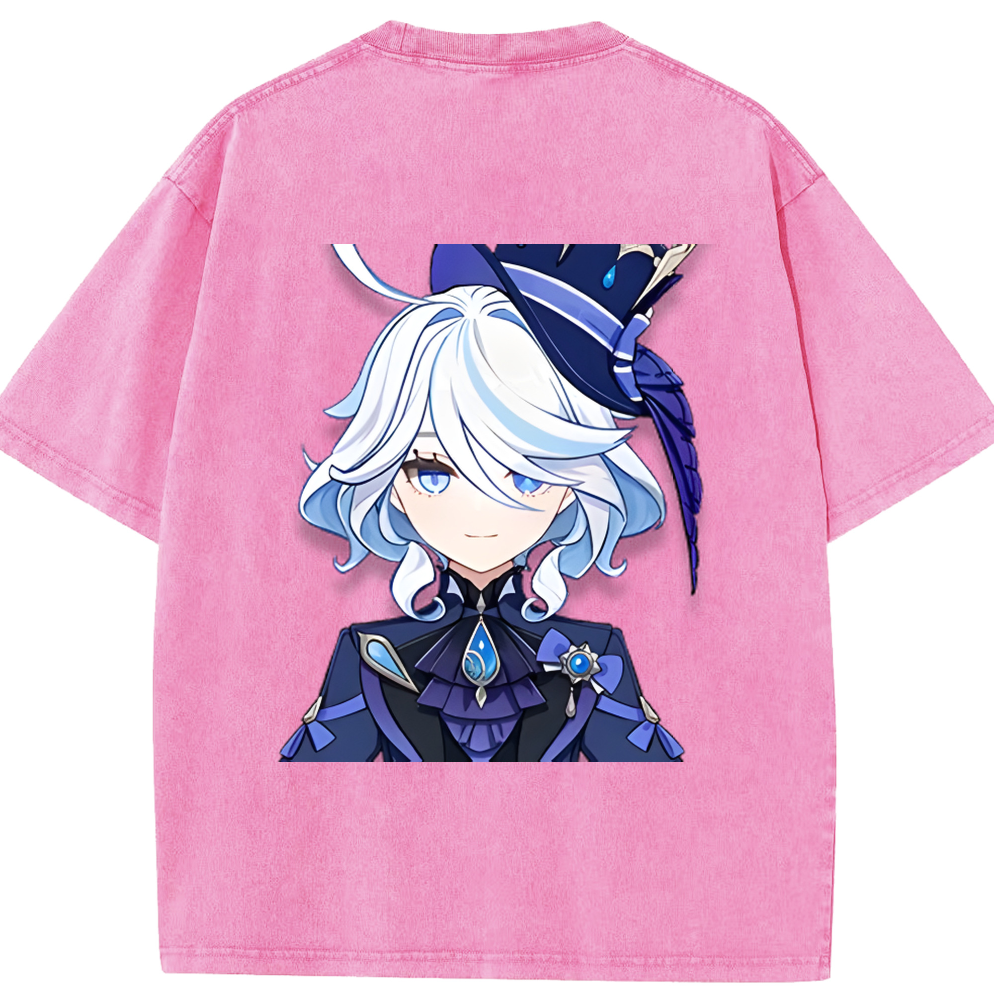 げんし神 フリーナ genshin Furina 綿100% ヴィンテージ風 半袖Tシャツ（背面プリント）
